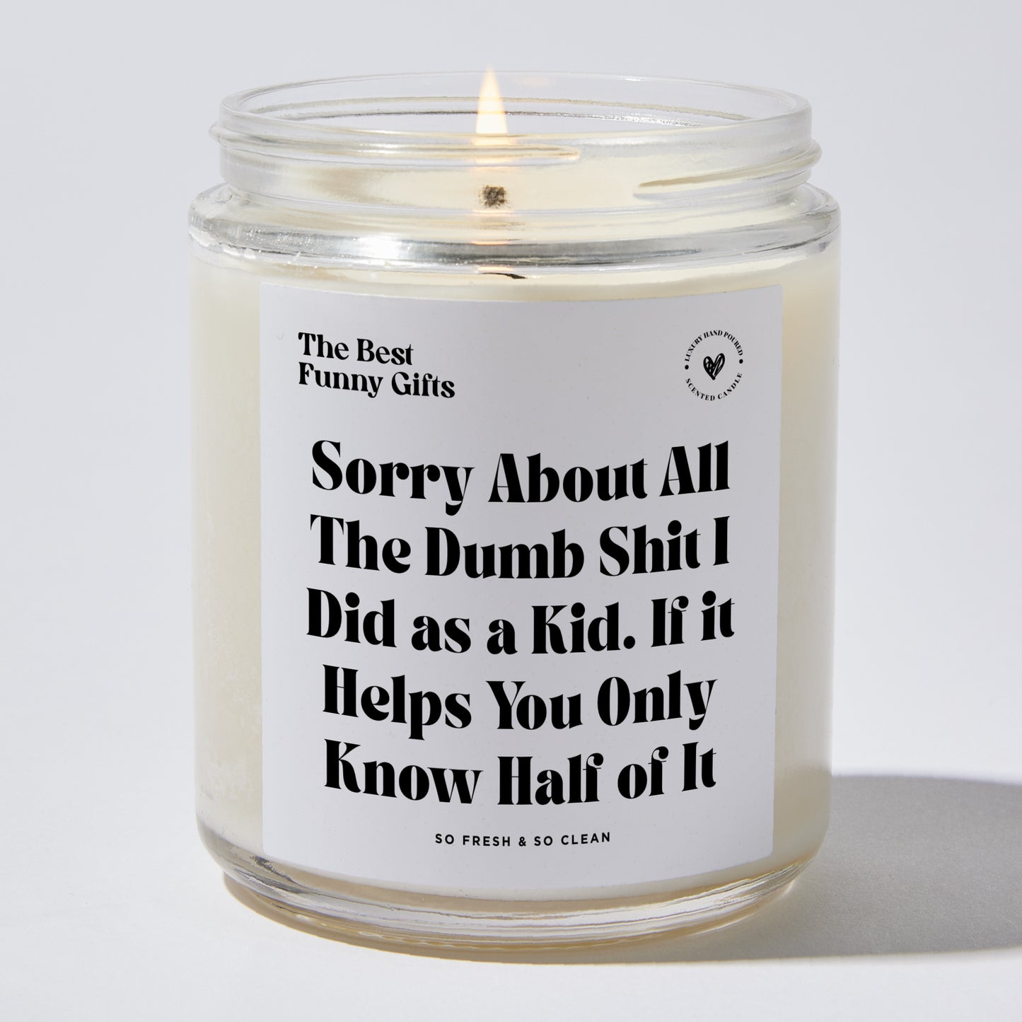 Dad Gift - Sorry About All The Dumb Shit I Did As A Kid. If It Helps You Only Know Half Of It - Candle